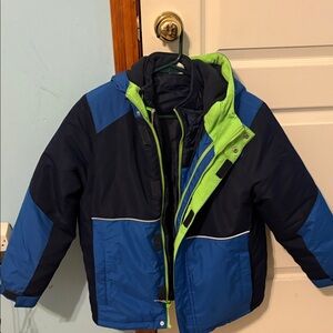 Falls Creek Kids Navy and Lime Puffer Jacket